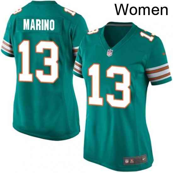 Womens Nike Miami Dolphins 13 Dan Marino Game Aqua Green Alternate NFL Jersey